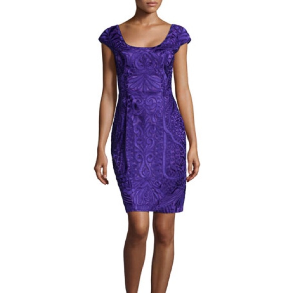 Sue Wong Purple Embroidered Sheath Dress-0